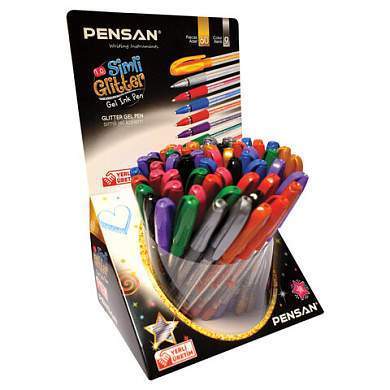 Ручка гелевая PENSAN "Glitter Gel", АССОРТИ, чернила с блестками, узел 1 мм, линия письма 0,5 мм, дисплей, 2280/S60 (арт. 143394)