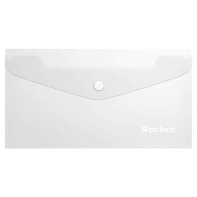 Папка-конверт на кнопке Berlingo "Soft Touch", C6, 200мкм, софт-тач, прозрачная (арт. 369439)