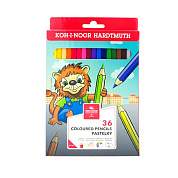 Карандаши цветные KOH-I-NOOR "LION", 36 цветов, 2,8 мм, европодвес, 3555/36, 3555036034KS (арт. 182175)