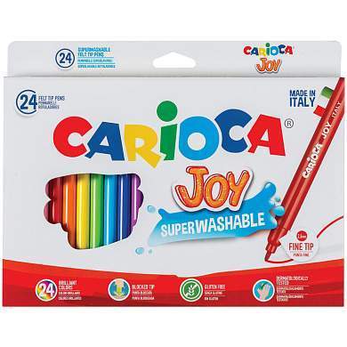 Фломастеры Carioca "Joy", 24цв., смываемые, картон, европодвес (арт. 071561)