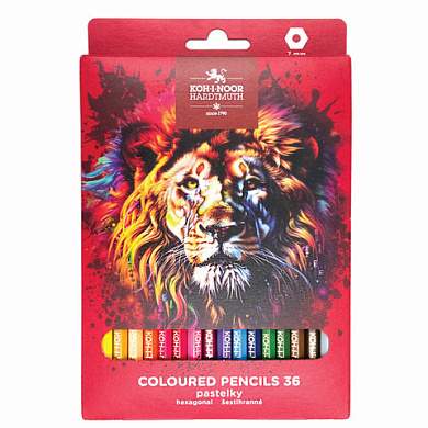 Карандаши цветные KOH-I-NOOR "RED LION" 36 цветов, шестигранные, 2,8 мм, натуральное дерево, 3555/36, 3555036063KS (арт. 182083)