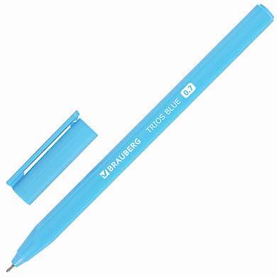 Ручка шариковая BRAUBERG TRIOS BLUE, СИНЯЯ, трехгранная, корпус голубой, игольчатый узел 0,7 мм, линия 0,5 мм, 144158 (арт. 144158)