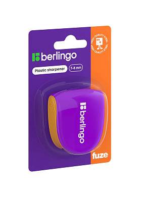 Точилка пластиковая Berlingo "Fuze Ergo" 1 отверстие, контейнер, фиолетовая, блистер (арт. 381626)