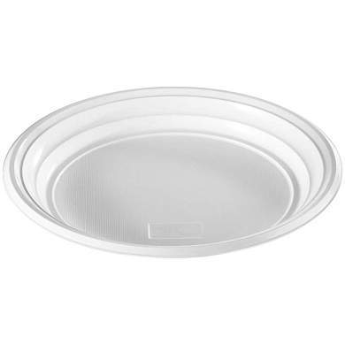 Тарелки одноразовые OfficeClean, набор 100шт., эконом, ПС, белые, бессекционные, 20,5см (арт. 246538)