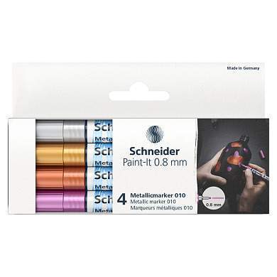 Набор маркеров для декорирования Schneider "Paint-It 010" 04цв., металлик, 0,8мм (арт. 328760)