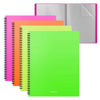 Папка пластиковая на спирали, 20 вкладышей, ERICH KRAUSE "Matt Neon", A4, ассорти, 49953 (арт. 275056)