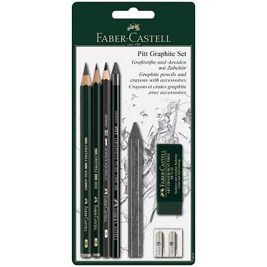 Набор карандашей ч/г Faber-Castell "Pitt Graphite", 5шт.+ластик+точилка, 2B/6B, заточен., блистер (арт. 285937)