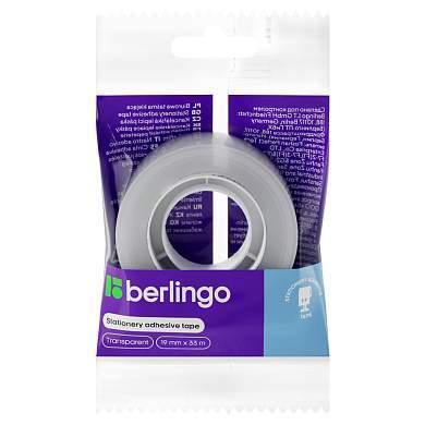 Клейкая лента 19мм*33м, Berlingo, прозрачная, в пакете, с ШК (арт. 286531)
