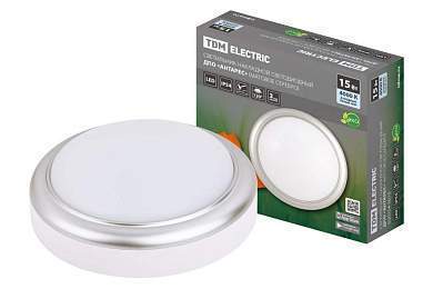TDM светильник накладной LED ДПО Антарес 15W 4000К 4K круг 180x66 мат.серебро IP54  SQ0354-0019 (арт. 693239)