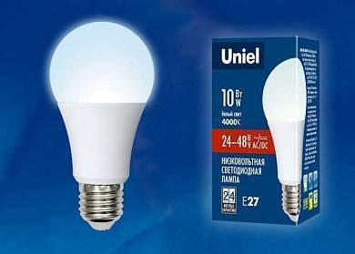 Uniel ЛОН низковольтная A60 E27 24-48V(36V) 10W(850lm) 4000K 4K 110x60 LED-A60-10W/NW/E27/FR/24-48V (арт. 638797)