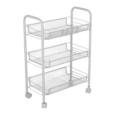 Этажерка (тележка) BOOMHOUSE (БУМХАУС) RC-003 3 яруса, на колесах, В62,5хШ42,5хГ25,5 см, металл, белая, 701456 (арт. 701456)