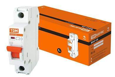 TDM автоматический выкл. ВА47-29 1P 20А 4,5кА х-ка С (12!) SQ0206-0075 (арт. 330818)