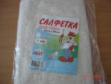 Салфетка (тряпка) для пола 60*80см, хлопок, белая, 180гр/м, 1шт  AST (арт. 580154)