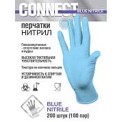 Перчатки нитриловые смотровые 100 пар (200 штук), размер 6-7, S (малый), голубые, CONNECT, CON-N2-INT-01 (арт. 631652)