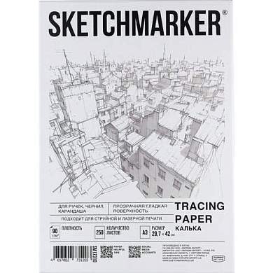 Калька А3 для печати и творчества, 90 г/м2, 250 листов, SKETCHMARKER, R17310, 116414 (арт. 116414)