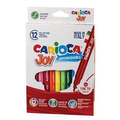 Фломастеры CARIOCA "Joy", 12 цветов, суперсмываемые, вентилируемый колпачок, картонная коробка, 40614 (арт. 150107)