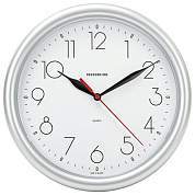 Часы настенные TROYKATIME (TROYKA) 21270212, круг, белые, серебристая рамка, 24,5х24,5х3,1 см (арт. 452276)
