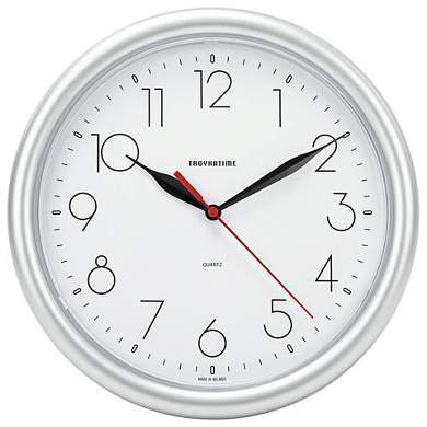 Часы настенные TROYKATIME (TROYKA) 21270212, круг, белые, серебристая рамка, 24,5х24,5х3,1 см (арт. 452276)