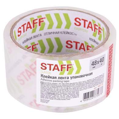 Клейкая лента упаковочная 48 мм x 40 м, прозрачная, толщина 40 микрон, STAFF CLASSIC, 440176 (арт. 440176)