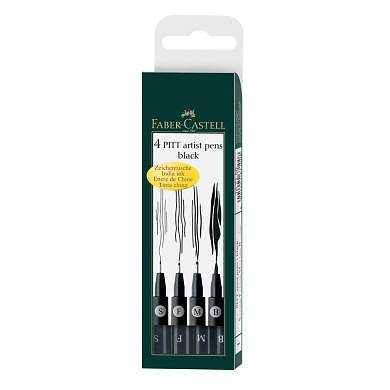 Набор капиллярных ручек Faber-Castell "Pitt Artist Pen" черные, 4шт., 0,3/0,5/0,7мм/Brush (арт. 290080)