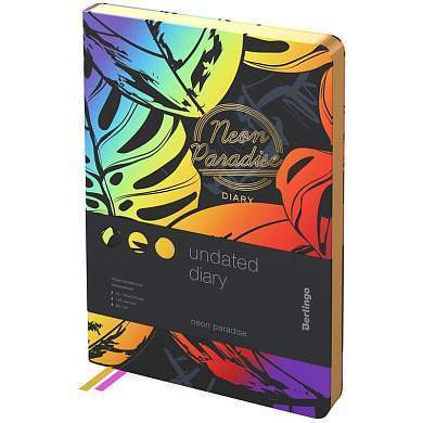Ежедневник недатированный, А5, 136л., кожзам, Berlingo "Neon Paradise", золотой срез, с рисунком (арт. 325012)