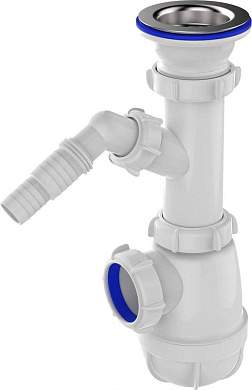 Aquant Сифон для кухни 1 1/2''х40 с отводом для стиральной машины, B1000-20-MR (арт. 876671)