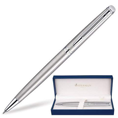 Ручка подарочная шариковая WATERMAN "Hemisphere Stainless Steel CT", серебристый корпус, палладиевое покрытие, синяя, S0920470 (арт. 141694)