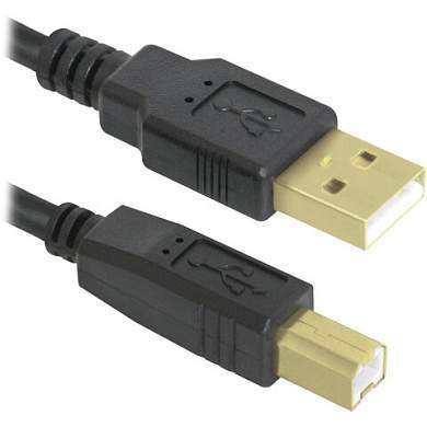Кабель USB 2.0 AM-BM, 3 м, DEFENDER, 2 фильтра, для подключения принтеров, МФУ и периферии, 87431 (арт. 511115)