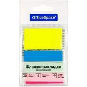 Флажки-закладки OfficeSpace, 45*12мм* 3цв.,+ 45*25мм* 1цв., по 20л., неоновые цвета, европодвес (арт. 314712)