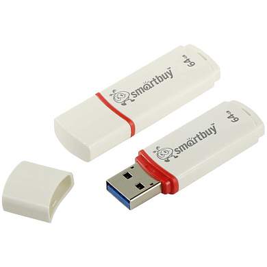 Память Smart Buy "Crown" 64GB, USB 2.0 Flash Drive, белый (арт. 250364)