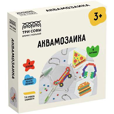 Аквамозаика ТРИ СОВЫ "Главный герой", набор инструментов, трафареты, картонная коробка 12*12см (арт. 359679)