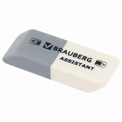 Ластик BRAUBERG "Assistant", 41х14х8 мм, серо-белый, прямоугольный, скошенные края, 222461 (арт. 222461)