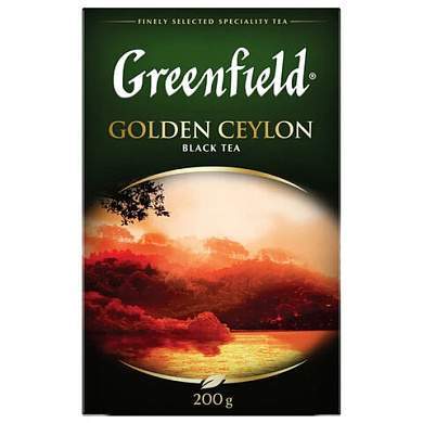 Чай листовой GREENFIELD "Golden Ceylon" черный цейлонский крупнолистовой 200 г, 0791-10 (арт. 621973)