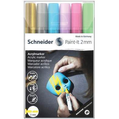 Набор маркеров акриловых Schneider "Paint-it 310", 2мм, ассорти, 6шт. (арт. 320063)