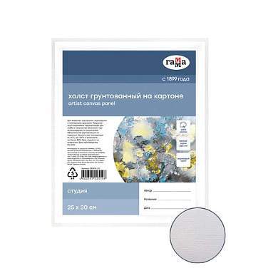 Холст на картоне Гамма "Студия", 25*30см, 100% хлопок, 280г/м2, мелкое зерно (арт. 280971)