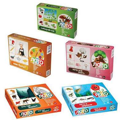 Настольная игра Лото для детей, картонное (6 полей, 48 карточек), АССОРТИ, 10 КОР (арт. 665866)
