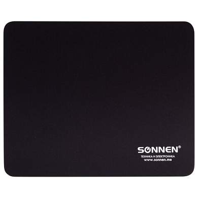 Коврик для мыши SONNEN "BLACK", резина + ткань, 220х180х3 мм, 513309 (арт. 513309)