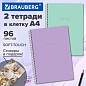 Тетради ДЭК А4 96 л. КОМПЛЕКТ 2 шт., BRAUBERG, гребень, клетка, 80 г/м2, Soft-Touch, "Minimal", 405585 (арт. 405585)