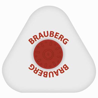 Ластик BRAUBERG "Universal", 45х45х10 мм, белый, треугольный, красный пластиковый держатель, 222473 (арт. 222473)