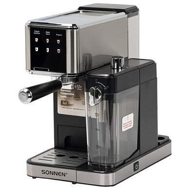 Кофеварка рожковая со встроенным капучинатором SONNEN CM-2032, сенсор, 1,2 л, 1350 Вт, 19 бар, 457881 (арт. 457881)