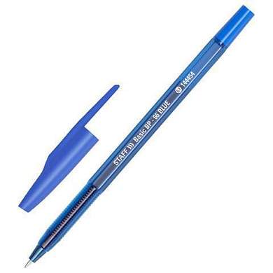 Ручка шариковая STAFF "Basic BP-66 BLUE", СИНЯЯ, корпус синий, узел 1 мм, линия письма 0,5 мм, 144454 (арт. 144454)