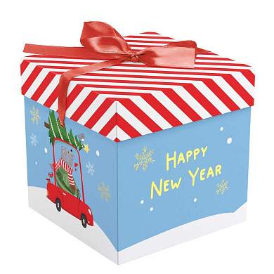 Коробка складная подарочная MESHU "New Year", (15*15*15см), с лентой, отд фольгой (арт. 372549)