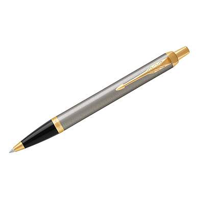 Ручка шариковая Parker "IM Brushed Metal GT" синяя, 1,0мм, кнопочн., подарочная упаковка (арт. 246614)