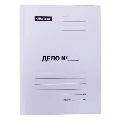 Скоросшиватель OfficeSpace "Дело", картон немелованный, 280г/м2, белый, пробитый, до 200л. (арт. 225338)