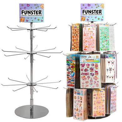 Стойка-вертушка настольная FUNSTER, 80х47 см, 24 крючка, 3 вращающихся ряда, 507857 (арт. 507857)