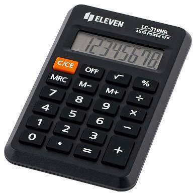 Калькулятор карманный Eleven LC-310NR, 8 разрядов, питание от батарейки, 69*114*14мм, черный (арт. 339230)