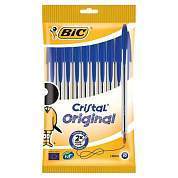 Ручки шариковые BIC "Cristal Original", НАБОР 10 шт., СИНИЕ, узел 1 мм, линия письма 0,32 мм, пакет, 830863 (арт. 143972)
