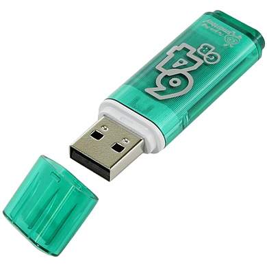 Память Smart Buy "Glossy" 64GB, USB 2.0 Flash Drive, зеленый (арт. 230860)