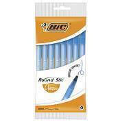 Ручки шариковые BIC "Round Stic", НАБОР 8 шт., СИНИЕ, узел 1 мм, линия письма 0,32 мм, пакет, 928497 (арт. 143976)
