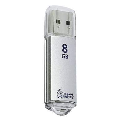 Флеш-диск 8 GB, SMARTBUY V-Cut, USB 2.0, металлический корпус, серебристый, SB8GBVC-S (арт. 512183)
